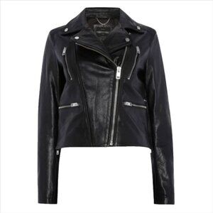 Diesel L-Sedar A Leather Jacket Black Motorcycle Biker